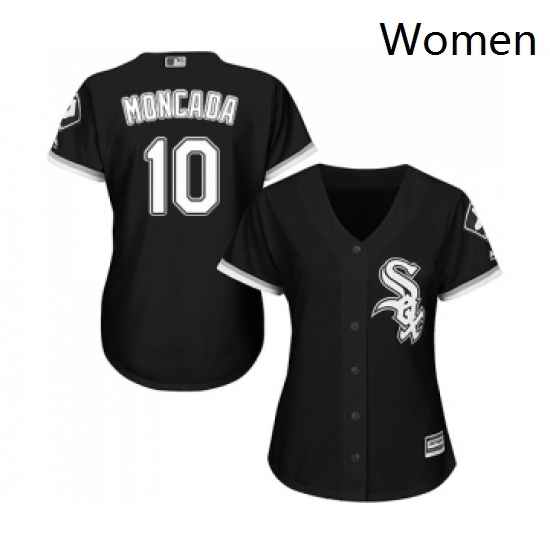 Womens Majestic Chicago White Sox 10 Yoan Moncada Authentic Black Alternate Home Cool Base MLB Jerseys